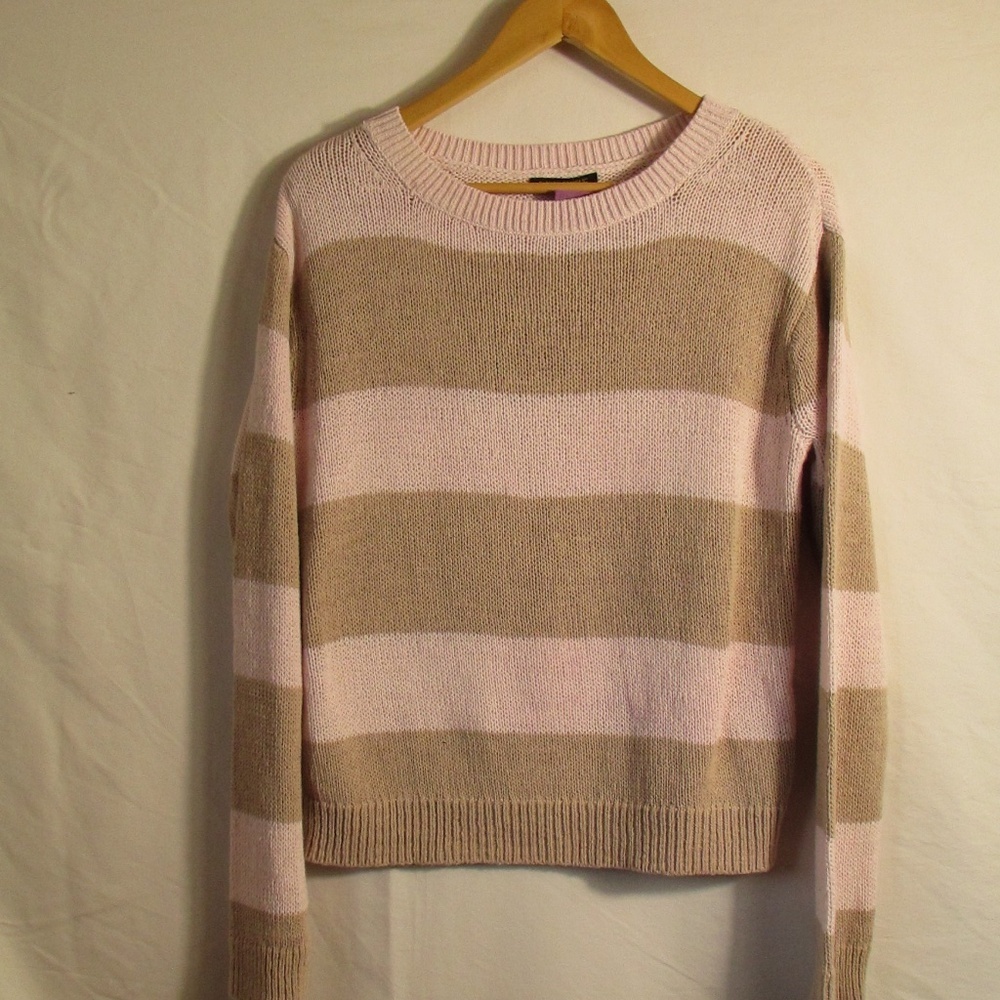 Banana Republic Pink and Tan Striped Sweater